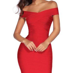 Meilun Brand.Red Fitted Dress Sz L NEW!  Never worn